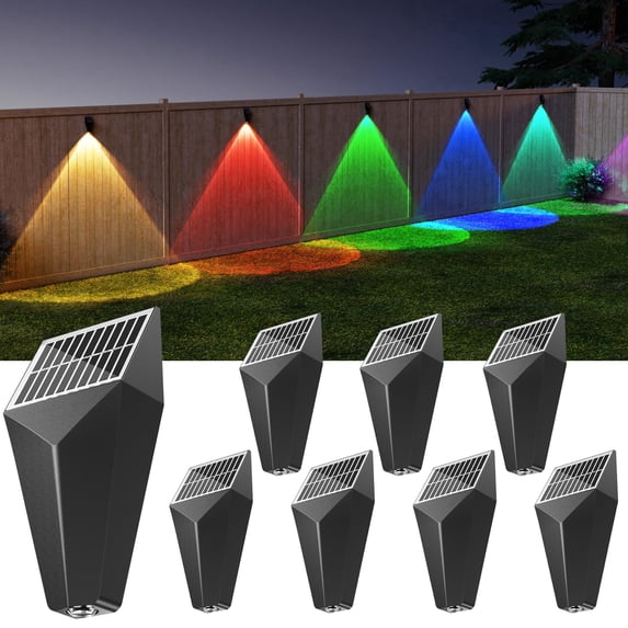 Ponstec Solar Fence Lights 50 Lumens, LED Deck Lights Solar Powered, IP65 Waterproof Outdoor Fence Lights for Outside Fence Post, Patio Pool Wall, Backyard Steps Pathway Decor, 8 Pack