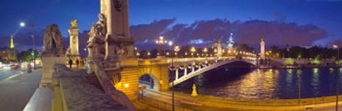 Pont Alexandre III bridge at dusk Seine River Paris Ile-de-France France Canvas Art - Panoramic Images (18 x 6)