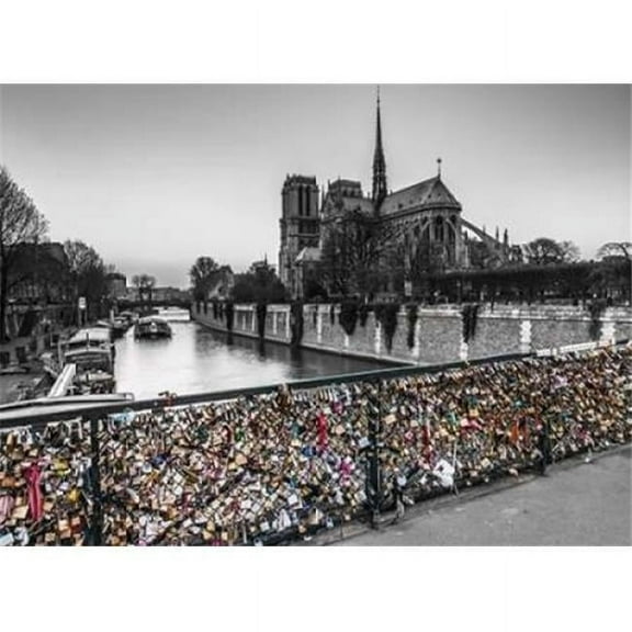 Pont Des Arts Bridge with Love Padlocks Paris Poster Print by Assaf Frank - 9 x 12 - Small