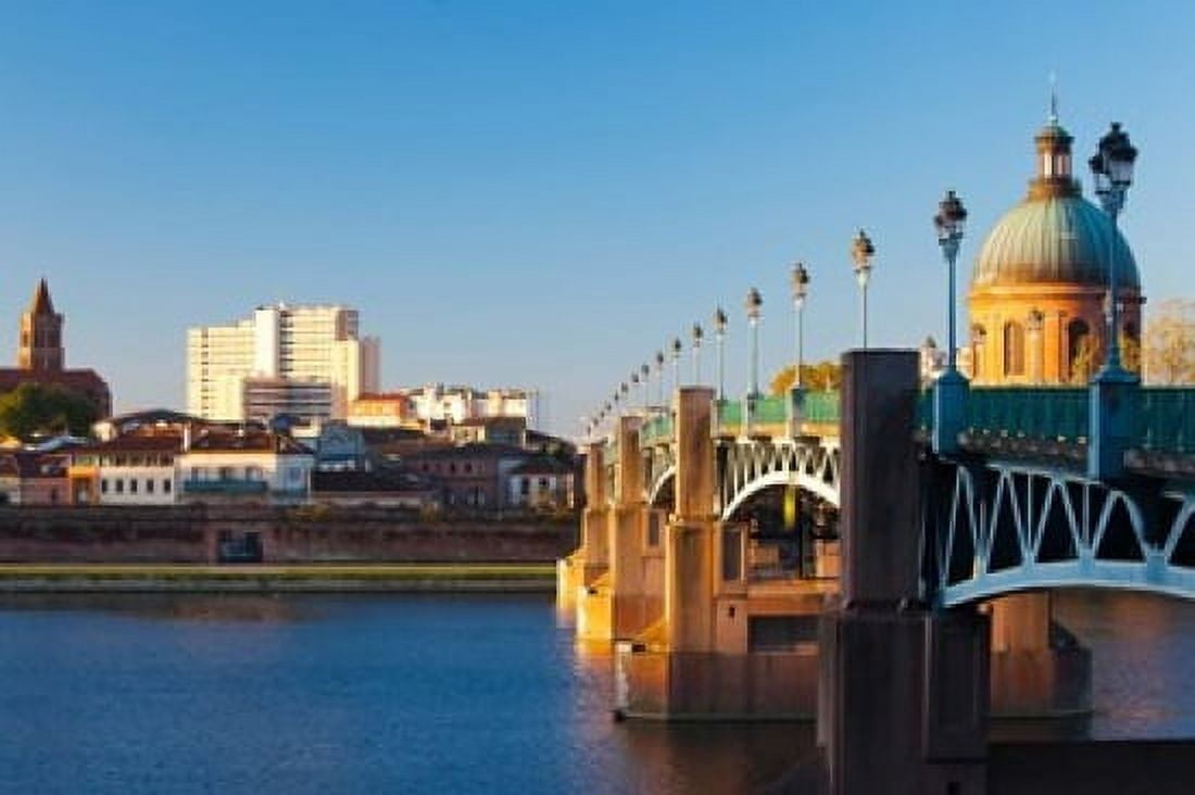 Pont Saint-Pierre bridge and the dome of the Hopital de la Grave at sunrise Toulouse Haute-Garonne Midi-Pyrenees France Canvas Art - Panoramic Images (36 x 24)