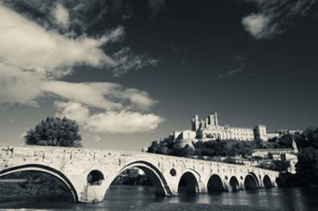 Pont Vieux bridge with Cathedrale Saint-Nazaire in the background Beziers Herault Languedoc-Roussillon France Canvas Art - Panoramic Images (36 x 24)