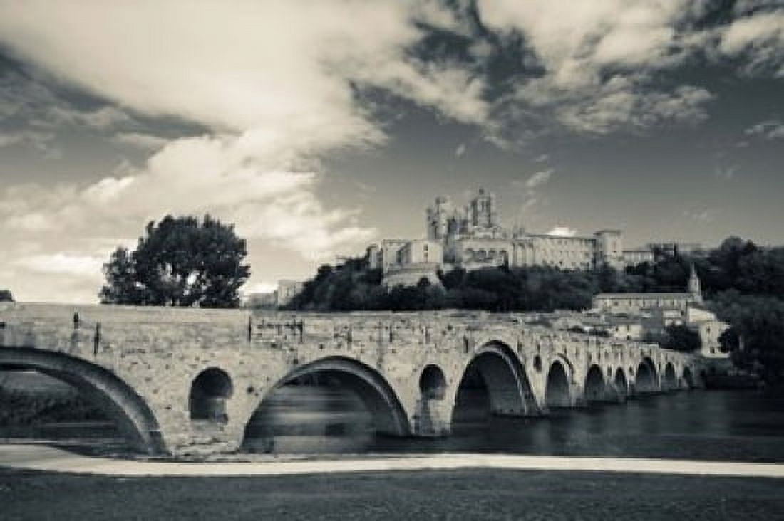 Pont Vieux bridge with Cathedrale Saint-Nazaire in the background Beziers Herault Languedoc-Roussillon France Canvas Art - Panoramic Images (36 x 24)