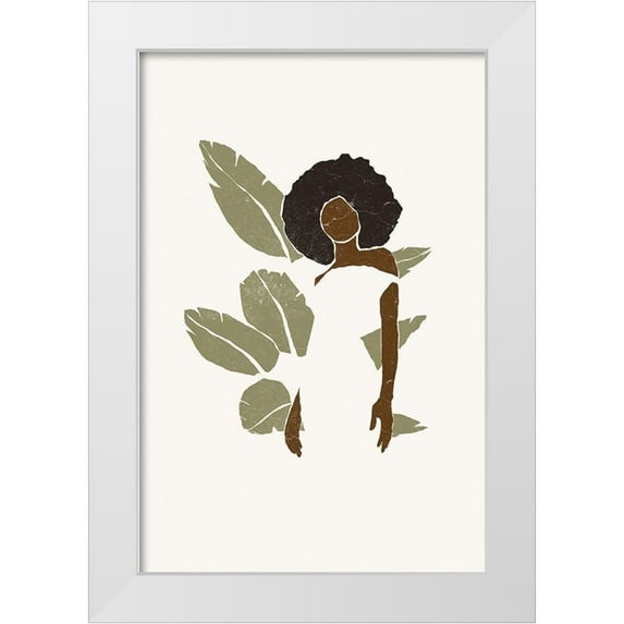 Pont, Yuyu 17x24 White Modern Wood Framed Museum Art Print Titled - Boho Bird of Paradise Leaves I
