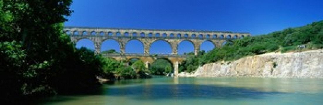 Pont du Gard Roman Aqueduct Provence France Canvas Art - Panoramic Images (18 x 6)