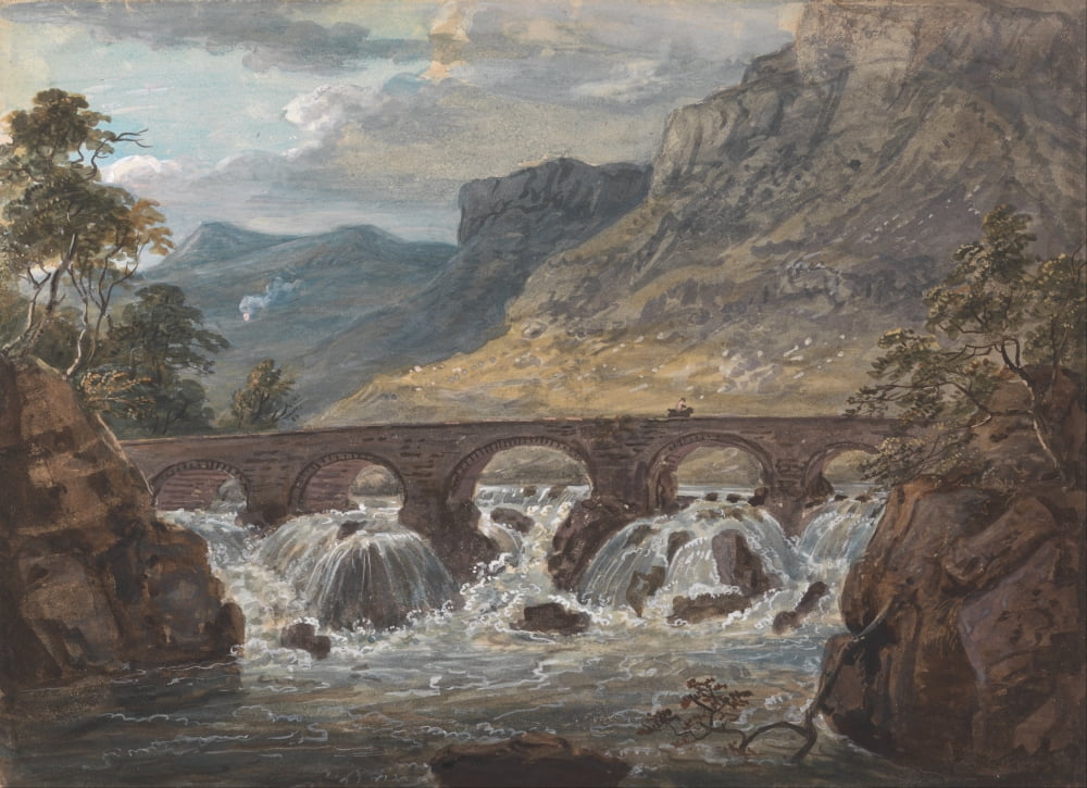 Pont-y-Pier near Llanroost Denbighshire c1800 Canvas Art - Paul Sandby (24 x 36)