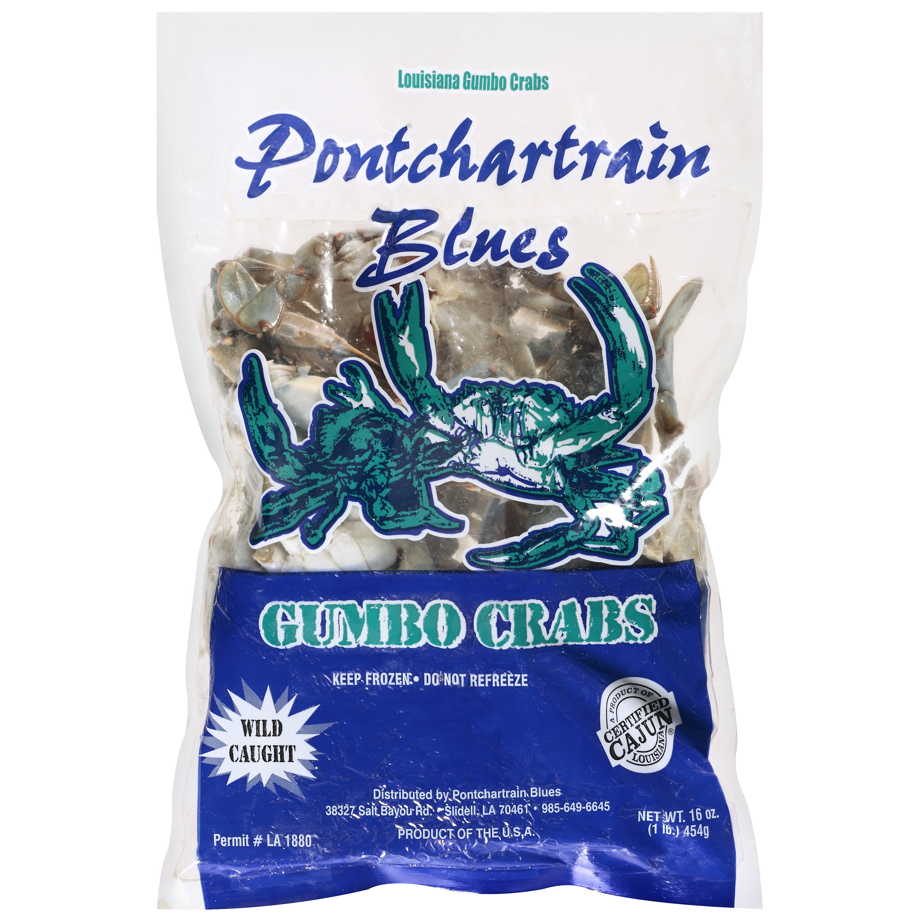 Pontchartrain Blues Gumbo Crabs, Frozen, Raw, 20 Grams Protein per