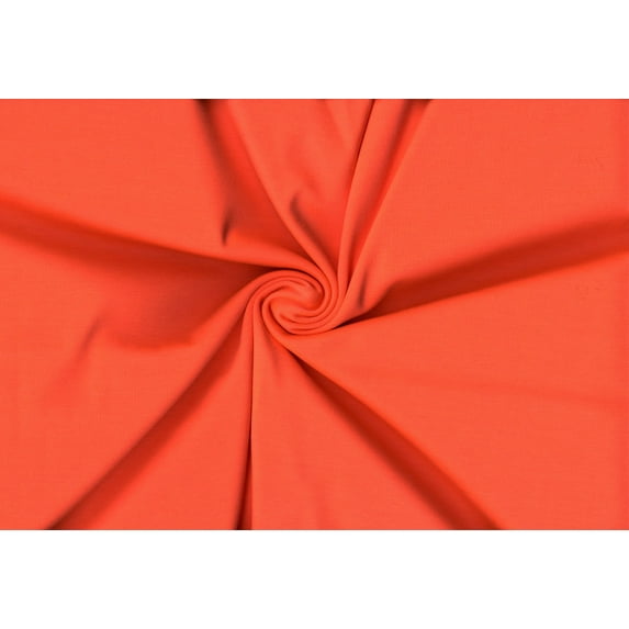 Ponte De Roma Polyester Rayon 230 GSM Knit Stretch Dress Fabric (NEONORANGE, ByYard)