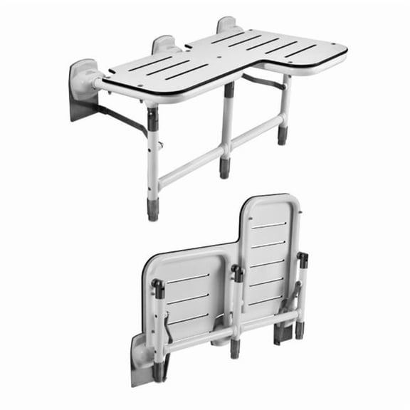 Ponte Giulio G02JDL31W1 Bariatric Folding Shower Seat with Phenolic Top- Heavy Duty Coated Frame & Left Legs- White