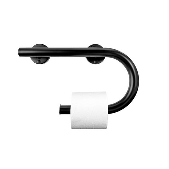 Ponte Giulio USA, Inc. G57JER03DM Matte black stainless steel right oriented grab bar with toilet paper holder