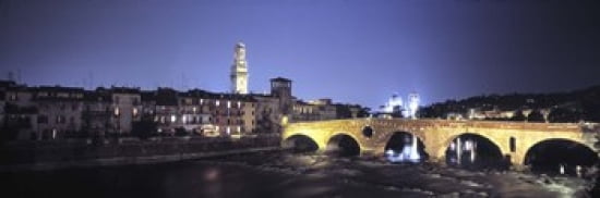 Ponte Pietra And Adige River Verona Italy Canvas Art - Panoramic Images (36 x 12)