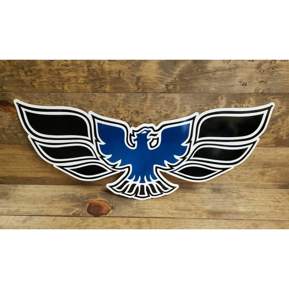Pontiac 1970-73 FIREBIRD Trans Am Flat Wall Emblem / Steel Art Sign Blue 24x10.5