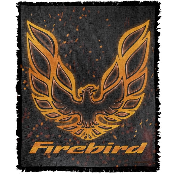 Pontiac Blanket, 50'x60' Firebird Eagle Logo Woven Tapestry Cotton Blend Fringed Throw Blanket