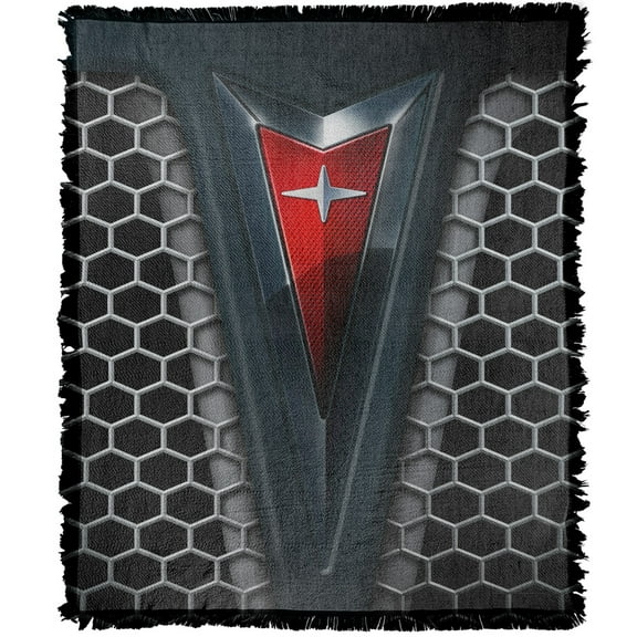 Pontiac Blanket, 50'x60' Red Emblem Woven Tapestry Cotton Blend Fringed Throw Blanket