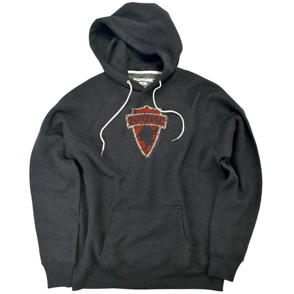 Pontiac Early Pontiac Arrowhead Unisex Adult Slim Fit Pull-Over Heather Hoodie, Charcoal, Small