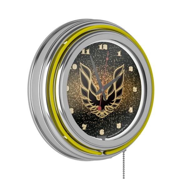 Pontiac Firebird Black Retro Neon Analog Wall Clock with Pull Chain