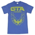 thumbnail image 1 of Pontiac Firebird Mens T Shirt - Distressed GTA Firebird Logo on Blue (Small), 1 of 1