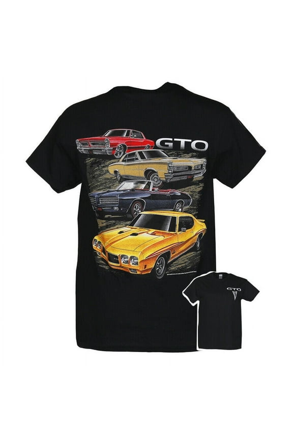 Pontiac GTO Logo Auto Car Graphic Cotton T-Shirt Steel Black Official Licensed (2XL)