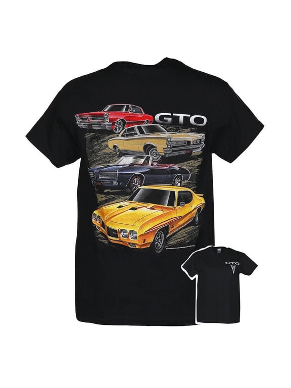 Pontiac GTO Logo Auto Car Graphic Cotton T-Shirt Steel Black Official Licensed (M)