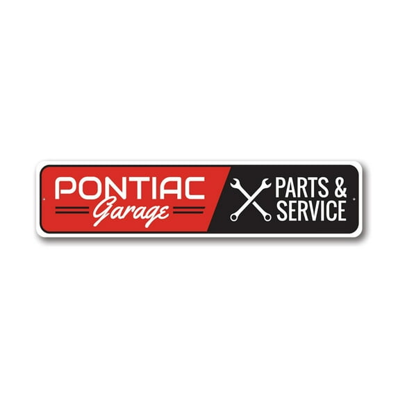 Pontiac Garage Parts & Service, Mechanic Sign, Decorative Garage Wall Decor, Father's Day Sign, Popular Car Sign - 4x18 inches