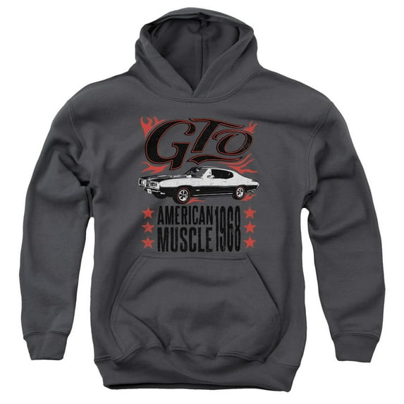 Pontiac Gto Flames Youth Pullover Hoodie Sweatshirt Charcoal