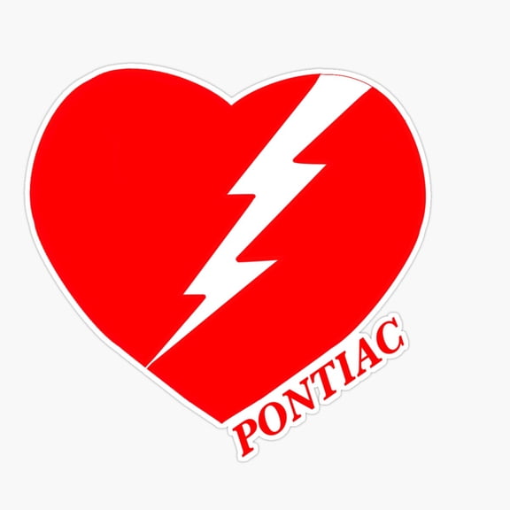 Pontiac Heart Lightning Bolt Vinyl Decal Sticker