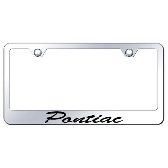 Pontiac Laser Etched Script Stainless Steel License Plate Frame (Chrome)