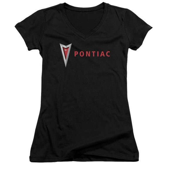 Pontiac - Modern Pontiac Arrowhead - Juniors Cap Sleeve V-Neck Shirt - Small