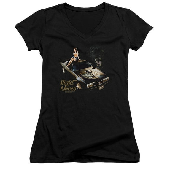 Pontiac Night Moves Junior Women's V-Neck T-Shirt Black