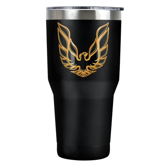 Pontiac Official Firebird Logo 30 oz Travel Tumbler, Stainless Steel, Vacuum Insulated with Leak Resistant Slide-Lock Lid