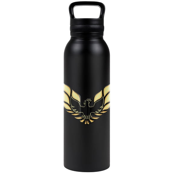 Pontiac Official Ross 1975 Firebird Black 24 oz Insulated Canteen Water Bottle, Leak Resistant, Vacuum Insulated Stainless Steel with Loop Cap