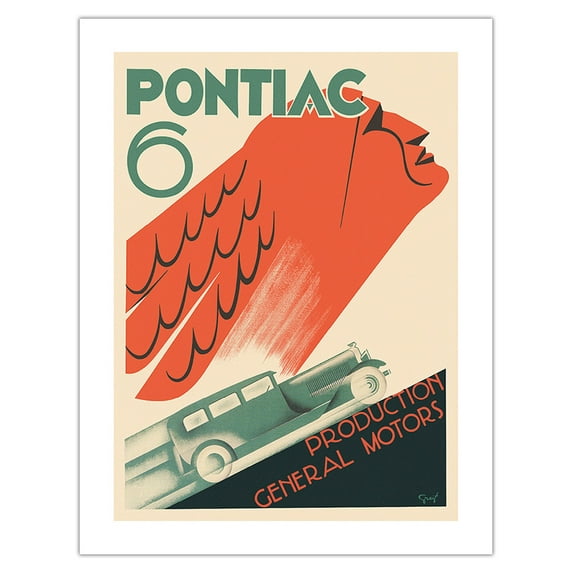 Pontiac Six Automobile Sedan - General Motors - Vintage Car Poster by Greif c.1928 - Bamboo Fine Art 290gsm Paper (Unframed) 17x22in