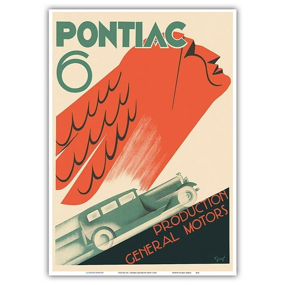 Pontiac Six Automobile Sedan - General Motors - Vintage Car Poster by Greif c.1928 - Master Art Print 10in x 14in