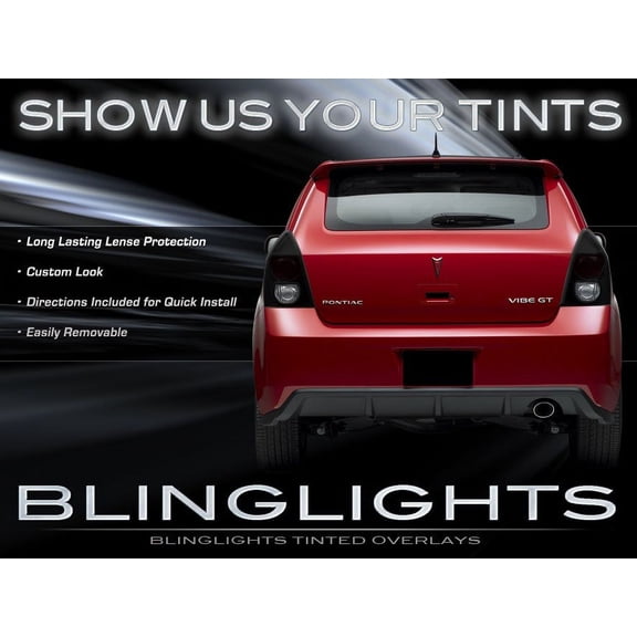 Pontiac Vibe Tinted Smoked Protection Overlays for Taillamps Taillights Tail Lamps Lights Film