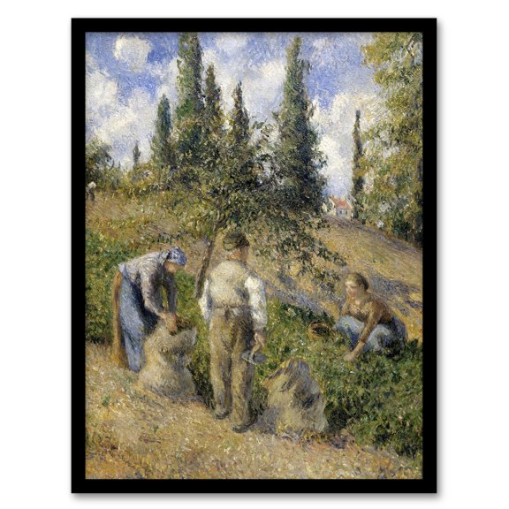 Pontoise Harvest Oil Painting Pissarro Framed Wall Art Print A4