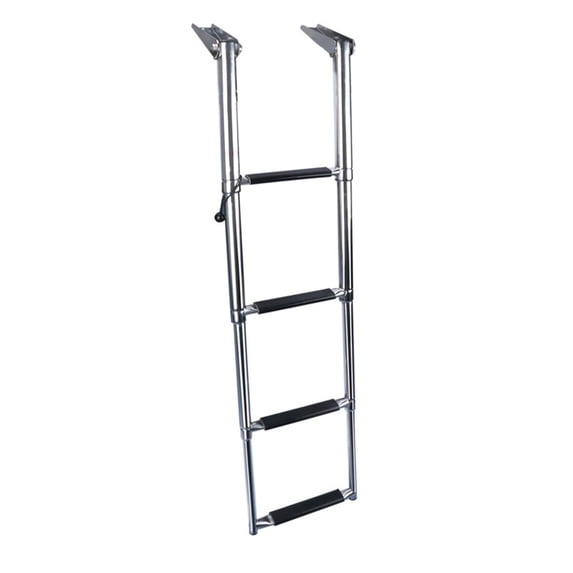 Pontoon Boat Ladder Extendable Ladder Equipment Non Slip Assist Boarding Ladder Folding Ladder for Speedboat, Pontoon Boat 4 Steps