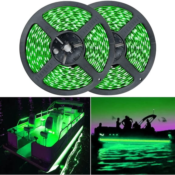 Pontoon Boat Light - LED Strip for Duck, Bass, Sail, Kayak - Flexible Deck & Interior Courtesy Lights - Green, 12v