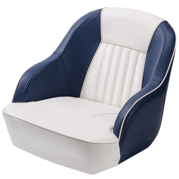 Pontoon Boat Seat - Captain's Bucket Seat With Thickened Sponge Padding, Fishing & Sightseeing, 1-PieceBlue/White