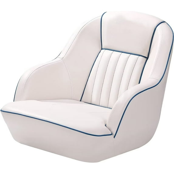 Pontoon Boat Seat Captains Bucket Boat Seat,White/Blue