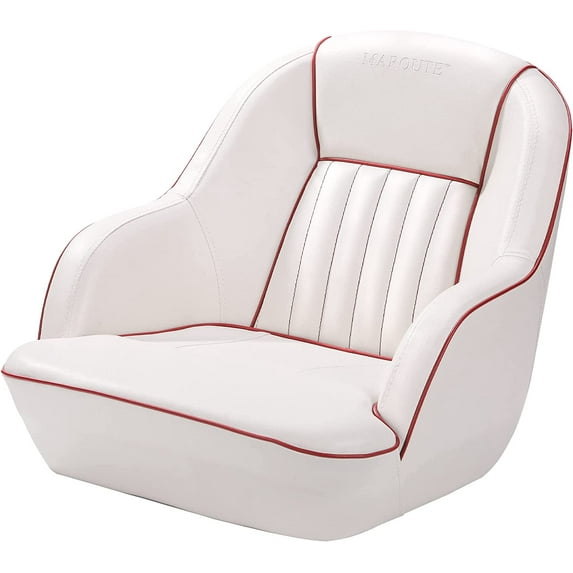 Pontoon Boat Seat Captains Bucket Boat Seat(White/Red)