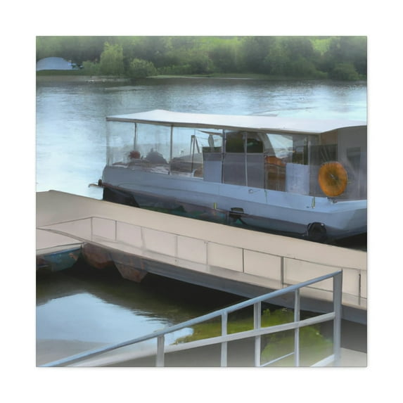 Pontoon Boat Sunrise Scene - Canvas