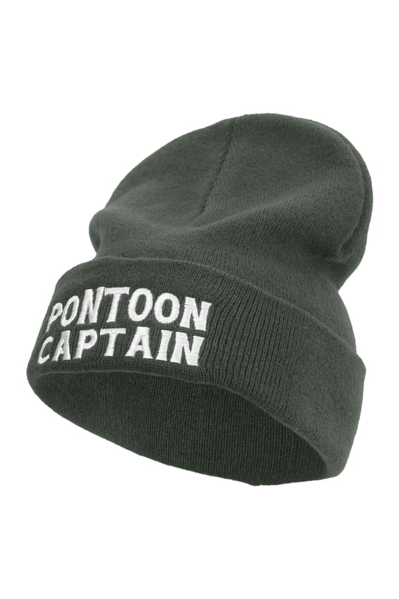 Pontoon Captain Embroidered Big Size Acrylic Long Beanie - Grey XL-3XL