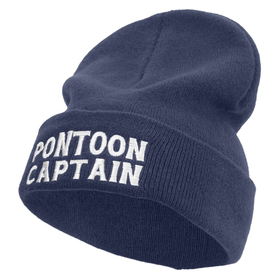 Pontoon Captain Embroidered Big Size Acrylic Long Beanie - Navy XL-3XL