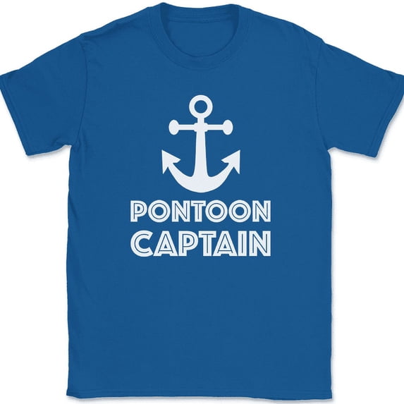 Pontoon Captain T-Shirt Funny Boat Lake Vacation Weekend Tee - Royal Blue, XL