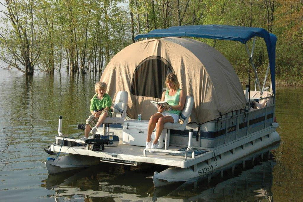 Pacific Blue Pontoon Boat Easy-Up Enclosure with Fiberglass Frame