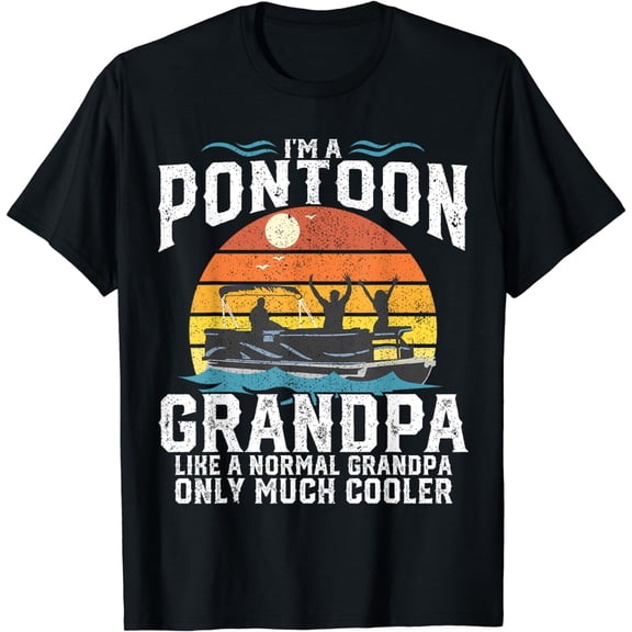 Pontoon Grandpa Captain Retro Funny Boating Fathers Day Gift T-Shirt