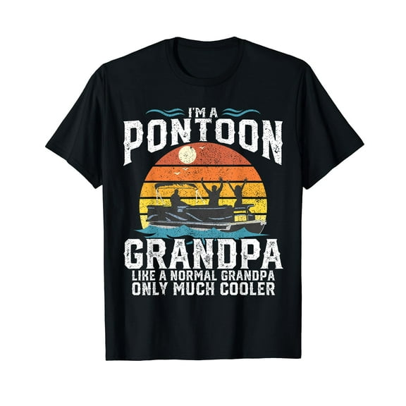 Pontoon Grandpa Captain Retro Funny Boating Fathers Day Gift T-Shirt