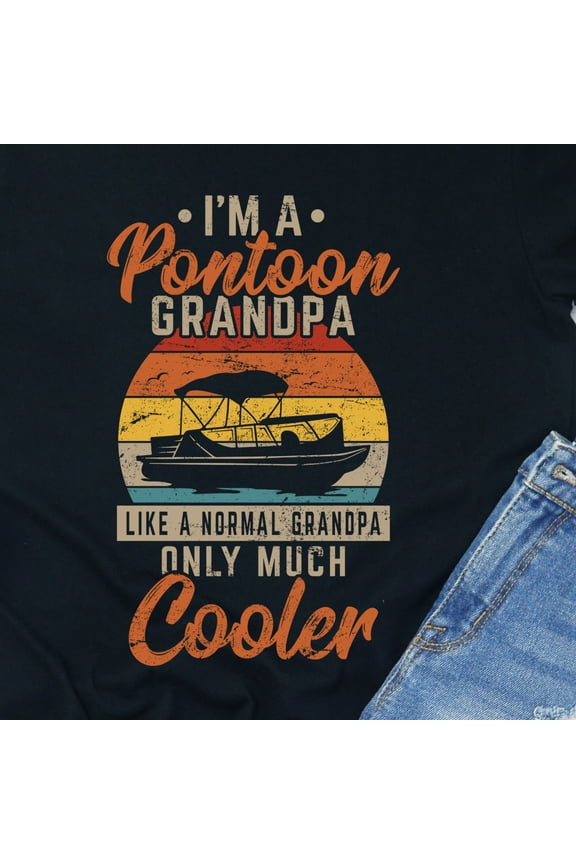 Pontoon Grandpa Shirt Funny Boating Dad Captain Boat Father Day Apparel Clothing Present S
