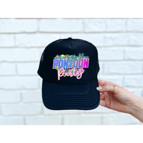 Southern Attitude Designs- Pontoon Party Black Unisex Foam Trucker Hat