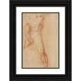 thumbnail image 1 of Pontormo (Jacopo Carucci) 11x14 Black Ornate Wood Framed Double Matted Museum Art Print Titled: Seated Figure (1520), 1 of 5