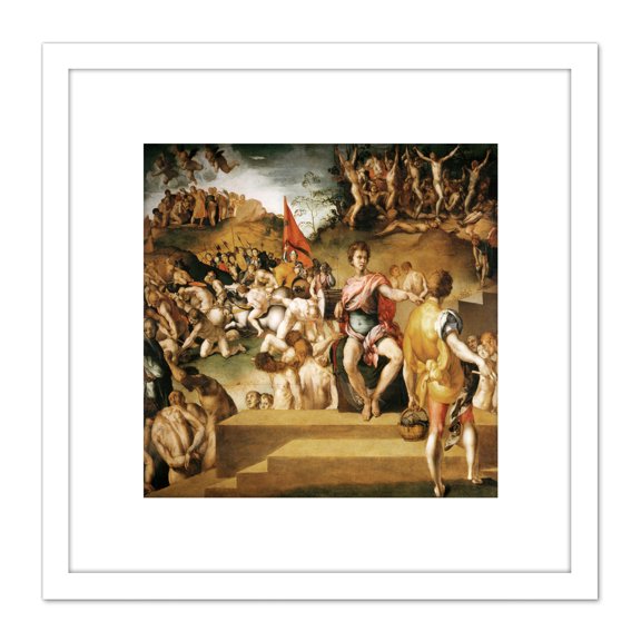 Pontormo Ten Thousand Martyrs Painting 8X8 Inch Square Wooden Framed Wall Art Print Picture with Mount